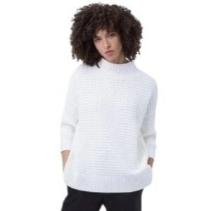 French Connection Winter White Mozart Popcorn High Neck Long Sleeve Sweater, S